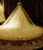 Sweetheart Ball Gown Watteau Train Wedding Dress With Appliques Beading