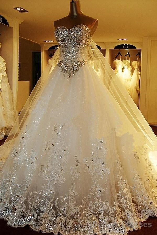 Sweetheart Ball Gown Watteau Train Wedding Dress With Appliques Beading Main image