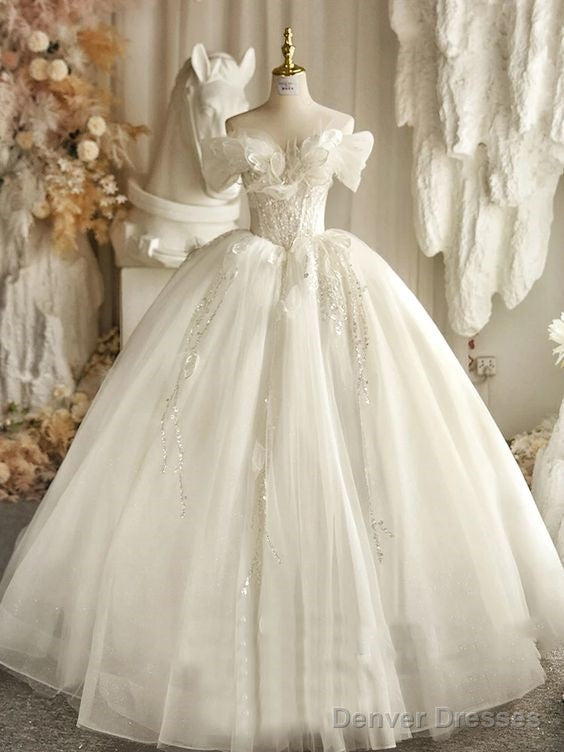 Sweetheart Ball Gown Wedding Dresses  Appliques Flowers Vintage Lace Bride Gowns Prom Dress