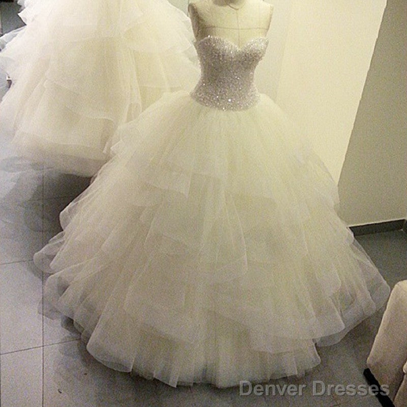 Sweetheart Ball Gown Wedding Dresses Organza Ruffles With Crystal Beaded Secondary image