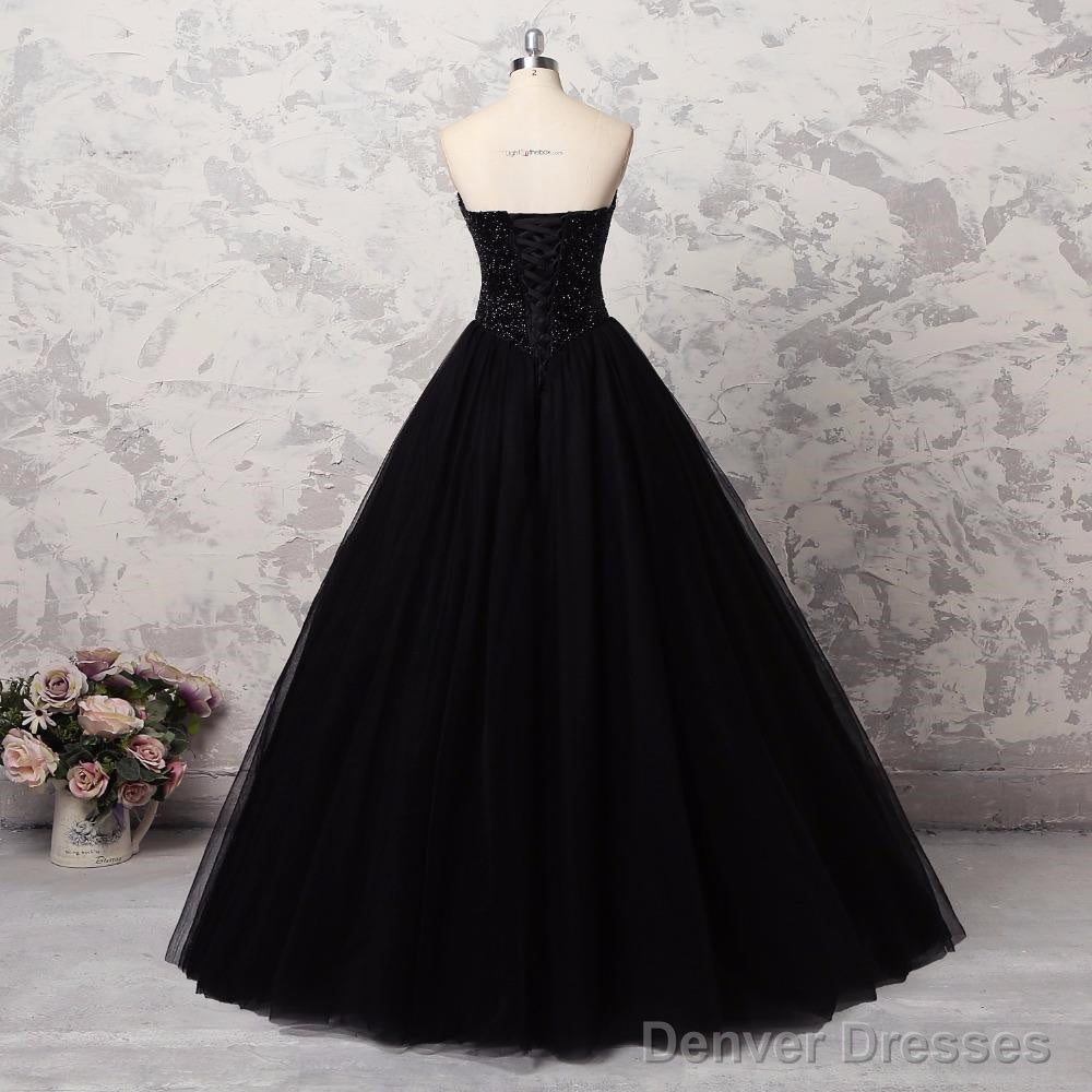 Sweetheart Black Crystals Prom Dresses Strapless Ball Gown Wedding Dresses Secondary image