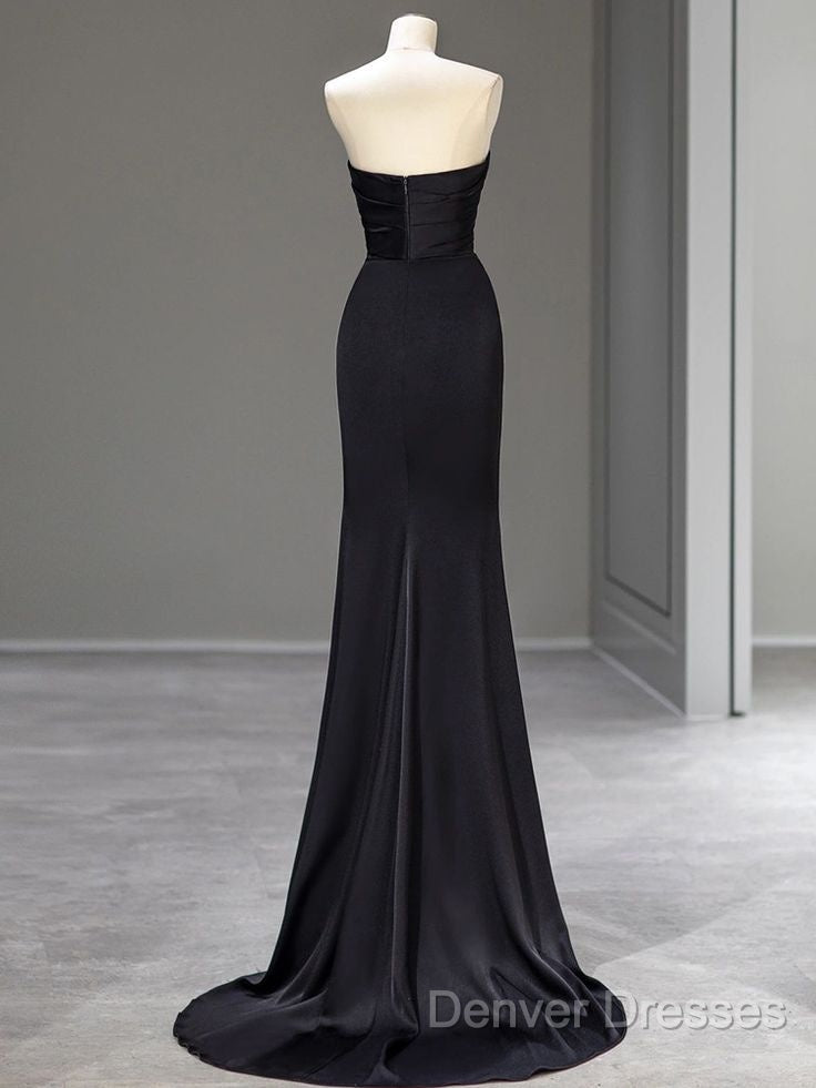 Sweetheart Black Mermaid Evening Dress Strapless Long Prom Dress Secondary image