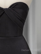 Sweetheart Black Mermaid Evening Dress Strapless Long Prom Dress