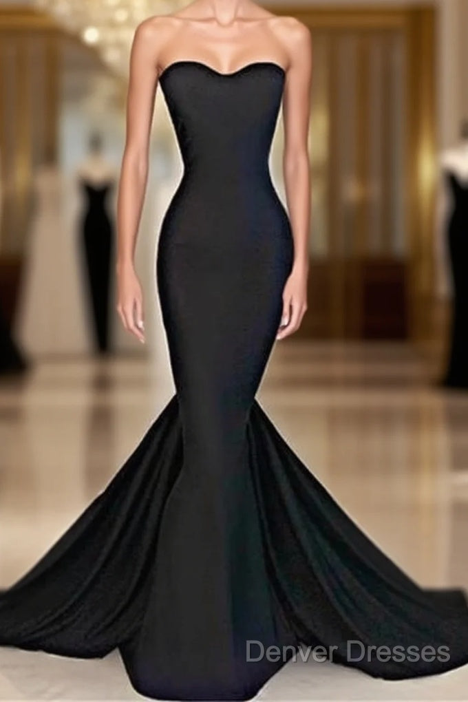 Sweetheart Black Trumpet New Arrival Evening Dress Hottest Elegant Court Train Party Dress Main image