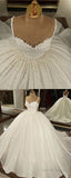 Sweetheart Corset Wedding Dress Satin Ball Gown Spaghetti Straps Prom Dress