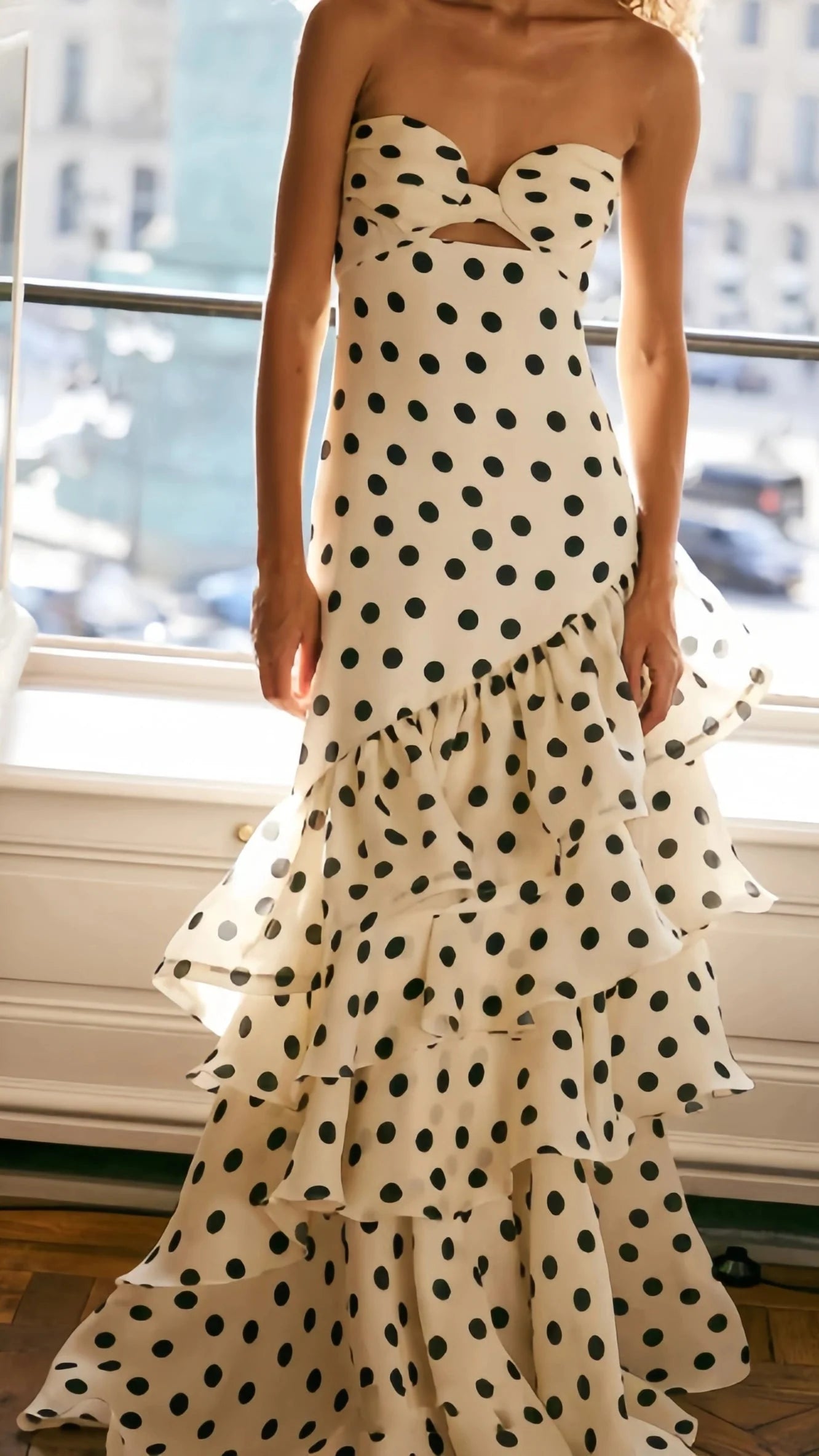 Sweetheart Dots Ruffle Chiffon Prom Dress, Secondary image