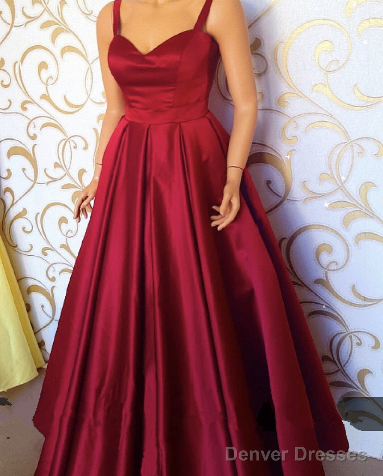 Sweetheart Floor Length Satin Prom Dresses With Straps Secondary image