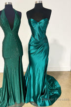 Sweetheart Fuchsia Pleated Mermaid Long Prom Dress