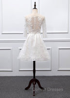 Sweetheart Lace Short Long Sleeves Wedding Dress
