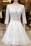 Sweetheart Lace Short Long Sleeves Wedding Dress