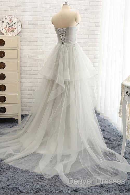 Sweetheart Long Tulle Gray Wedding Dress With Beading Secondary image