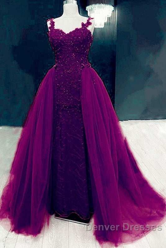 Sweetheart Mermaid Prom Dress Lace Beaded Removable Skirt