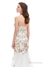 Sweetheart Mermaid Tulle Sequin Long Prom Dresses
