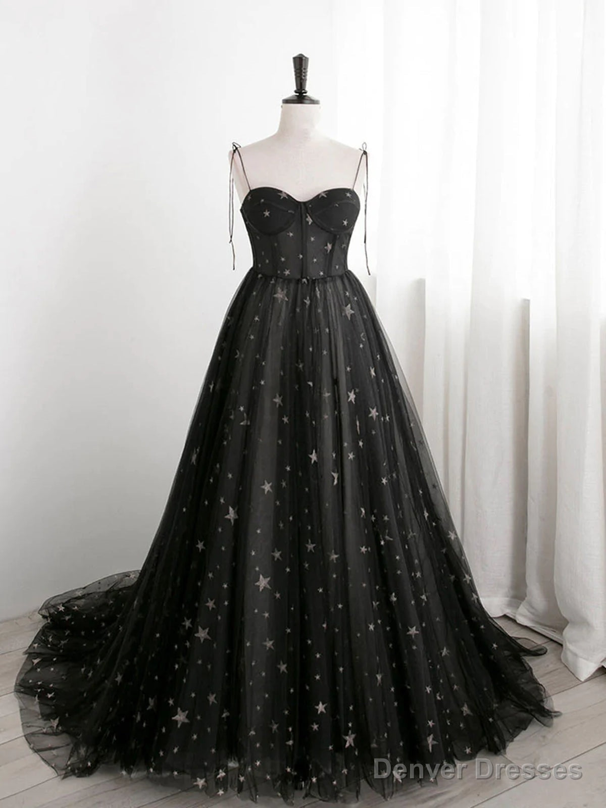Sweetheart Neck Black Long Prom Dresses, Black Long Formal Evening Dresses Main image