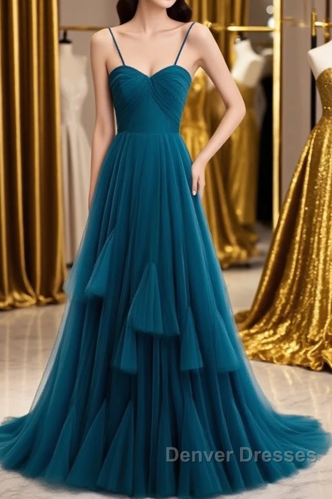 Sweetheart Neck Blue Long Prom Dress, Long Blue Formal Graduation Evening Dress Main image