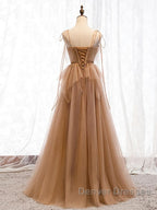 Sweetheart Neck Floor Length Champagne Lace Prom Dress, Long Champagne Lace Formal Evening Dress