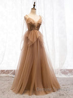 Sweetheart Neck Floor Length Champagne Lace Prom Dress, Long Champagne Lace Formal Evening Dress