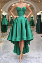 Sweetheart Neck Green High Low Prom Dress, Green High Low Graduation Homecoming Dress