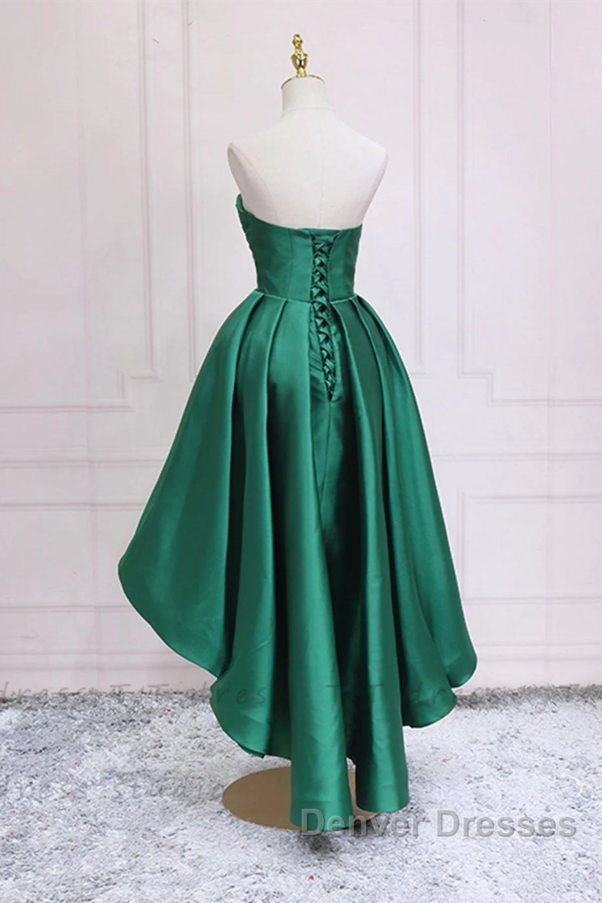 Sweetheart Neck Green High Low Prom Dress, Green High Low Graduation Homecoming Dress