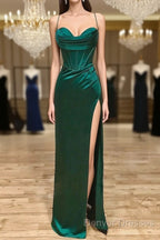 Sweetheart Neck Green Mermaid Long Prom Dress