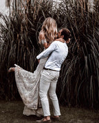 Sweetheart Neck Lace Beach Ivory Rustic Boho Wedding Dress