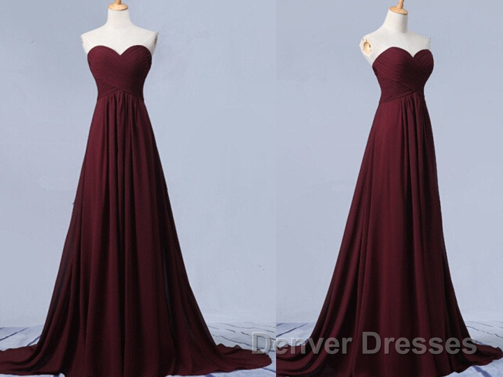 Sweetheart Neck Maroon Long Prom Dress, Burgundy Long Formal Bridesmaid Dress Secondary image