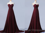 Sweetheart Neck Maroon Long Prom Dress, Burgundy Long Formal Bridesmaid Dress