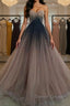 Sweetheart Neck Open Back Ombre Long Prom Dress, Ombre Formal Evening Dress