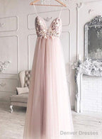 Sweetheart Neck Pink Floral Tulle Prom Dresses, Pink Floral Wedding Formal Graduation Dresses