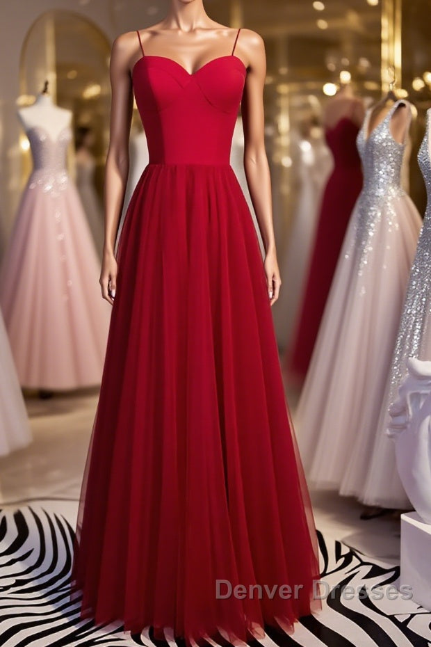 Sweetheart Neck Red Long Prom Dress, Red Long Formal Evening Dress Main image