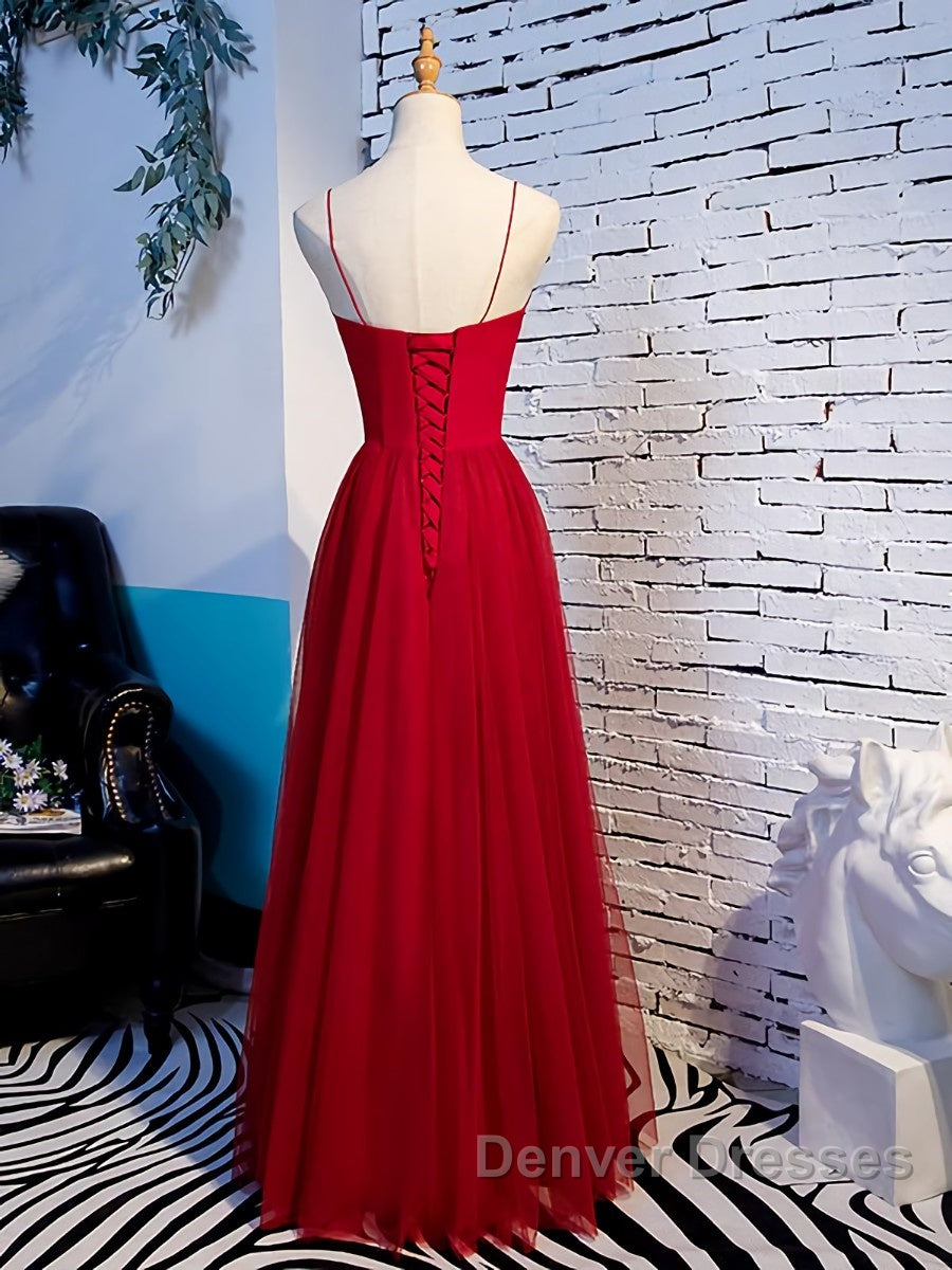 Sweetheart Neck Red Long Prom Dress, Red Long Formal Evening Dress