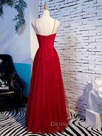 Sweetheart Neck Red Long Prom Dress, Red Long Formal Evening Dress