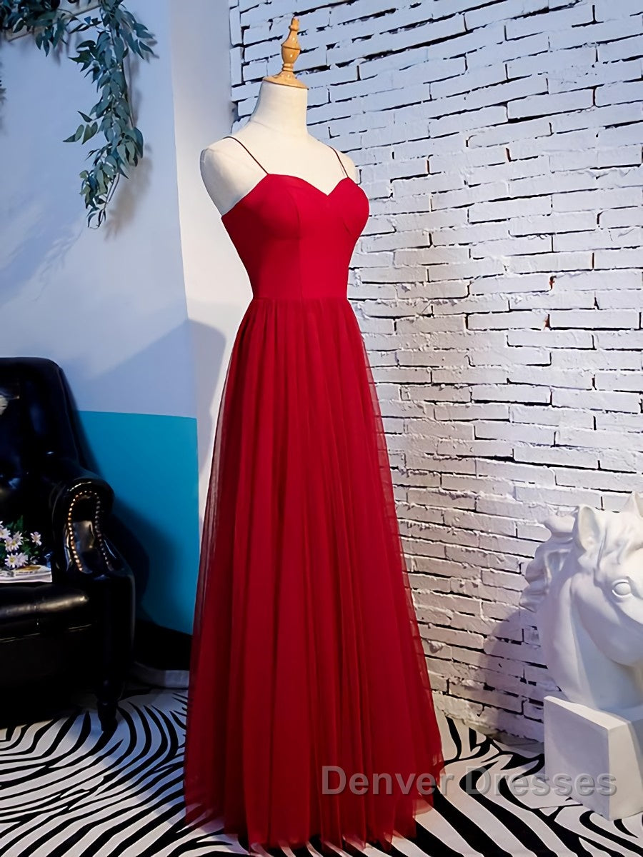 Sweetheart Neck Red Long Prom Dress, Red Long Formal Evening Dress