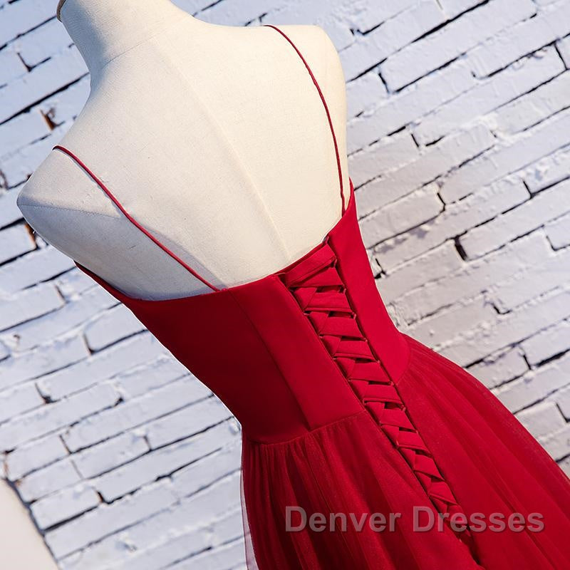 Sweetheart Neck Red Long Prom Dress, Red Long Formal Evening Dress