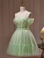 Sweetheart Neck Short Green Prom Dress, Short Green Graduation Homecoming Dress