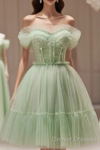 Sweetheart Neck Short Green Prom Dress, Short Green Graduation Homecoming Dress