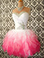 Sweetheart Neck White And Pink Short Prom Dress, Prom Gown, Short Colorful Graduation Dress, Homecoming Dress