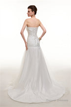 Sweetheart Off The Shoulder Pleated Mermaid Simple Wedding Dresses