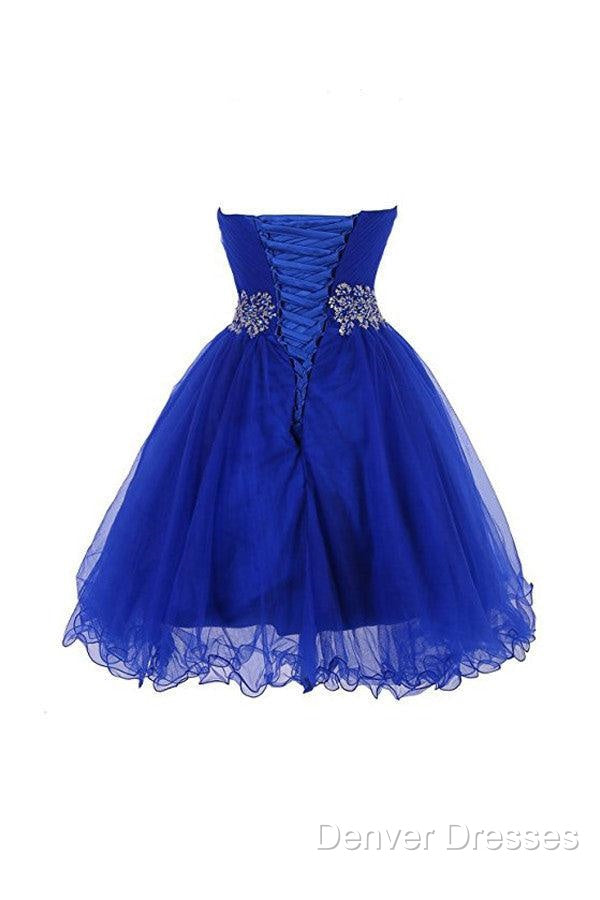 Sweetheart Royal Blue Homecoming Dress Short Prom Dress With Beading