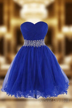 Sweetheart Royal Blue Homecoming Dress Short Prom Dress With Beading
