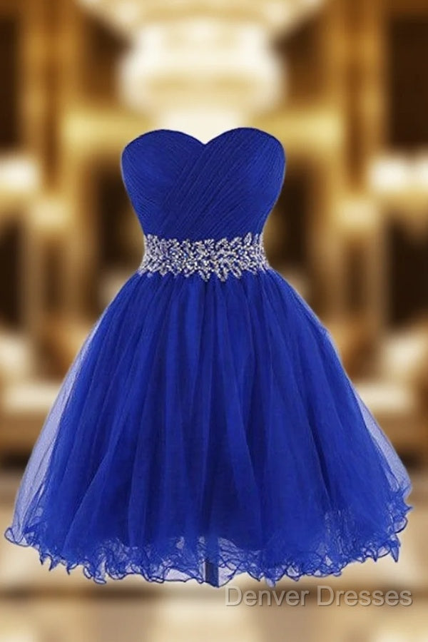 Sweetheart Royal Blue Homecoming Dress Short Prom Dress With Beading