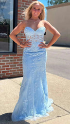 Sweetheart Sky Blue Mermaid Prom Dress, Appliques Beaded Party Dress, Custom Prom Dress