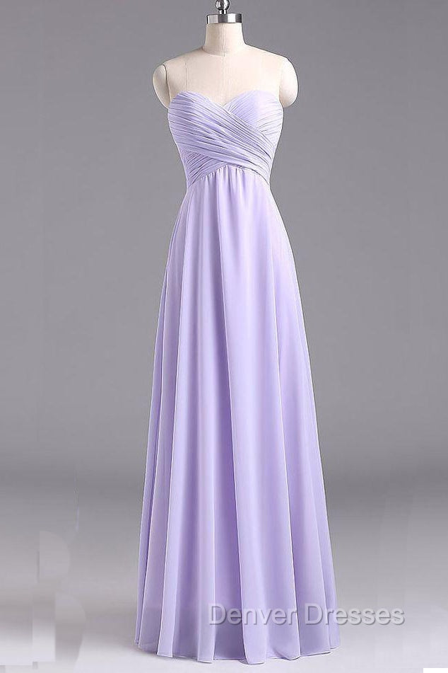 Sweetheart Sleeveless Chiffon Long Bridesmaid Dress