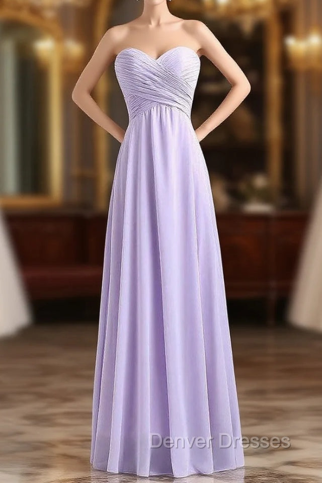 Sweetheart Sleeveless Chiffon Long Bridesmaid Dress