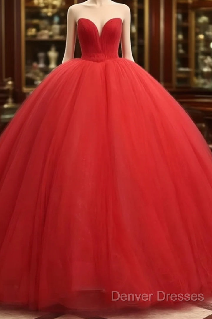 Sweetheart Sleeveless Red Wedding Desses Tulle Quinceanera 16 Dress Main image