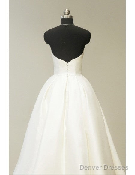 Sweetheart Tea Length Ivory Satin Vintage Wedding Dress Secondary image