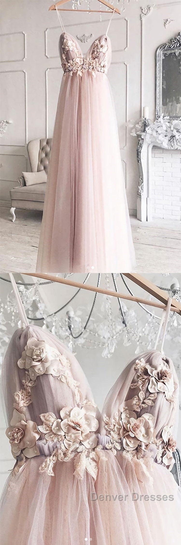 Sweetheart tulle lace long prom Dress, tulle lace evening Dress