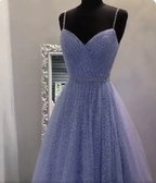 Sweetheart Tulle Sequin Long Prom Dress Purple Formal Dress