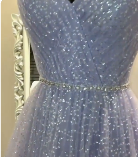 Sweetheart Tulle Sequin Long Prom Dress Purple Formal Dress