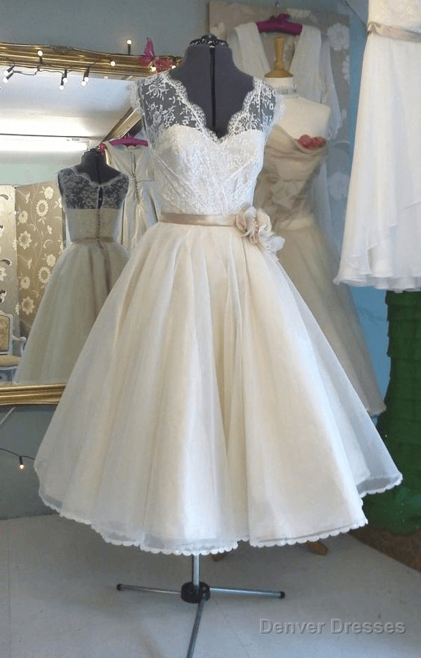 Tea Length Antique Wedding Dress 1950s Vintage Wedding Dress Retro